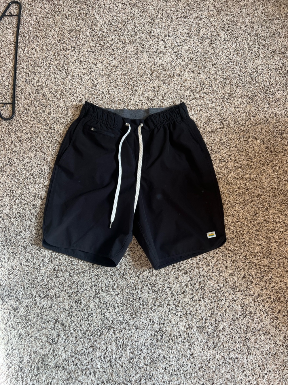 Vuori Black Athletic Shorts with White Drawstring